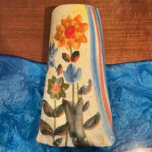 Italica ARS Large Flower Wall Pocket Vase Hand Painted Italy